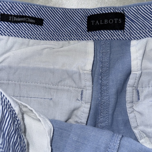 Talbots Blue Chambray Relaxed Chino Pants Ankle Length Stretch Cotton Size 2 - Picture 7 of 10